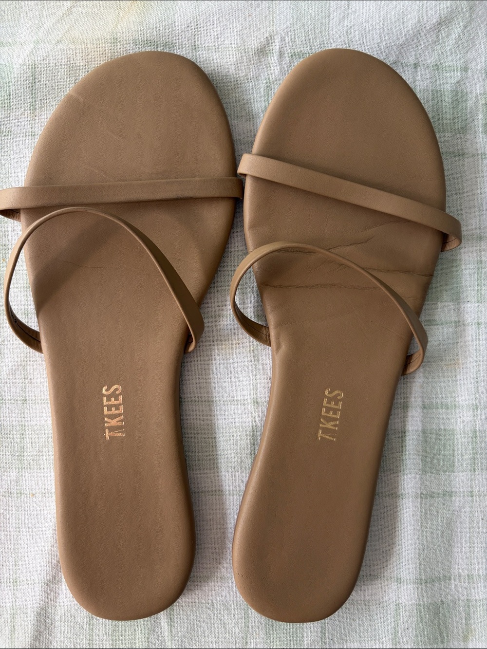 TKEES Slim Double-Strap Sandals in Tan